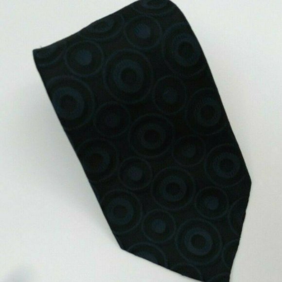 Van Heusen Blue and Black Geometric Circles Tie - Picture 2 of 5